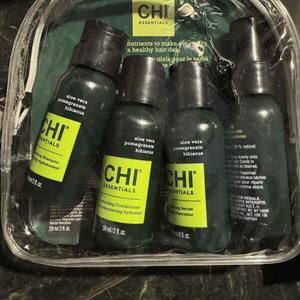 CHI Essentials Hair Care 4pc Travel Set (shampoo, conditioner,heat spray, serum)